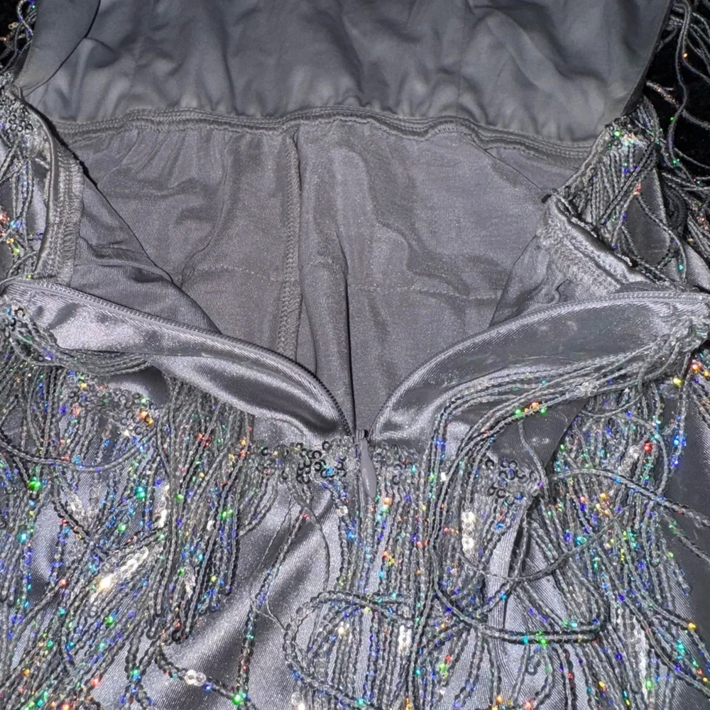 Silver Tassel Romper With Sparkles - Picture 5 of 6